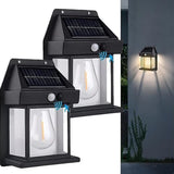 Solar Wall Lights Outdoor, Wireless Auto Chargeable Porch Lights Fixture, Solar Wall Lamp with 3 Modes & Motion Sensor, Waterproof Exterior Lighting with Panel for Front Door, Security