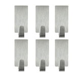 Self-adhesive wall hooks, pack of 6, heavy-duty.