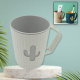 Multi-Purpose Plastic Cactus Cup, Brushing Cup, Cactus Look Toothbrush And Toothpaste Holder Bathroom Cup Cartoon Bathroom Cup With Slot Handle Toothbrush Holder For Bathroom (1 Pc)