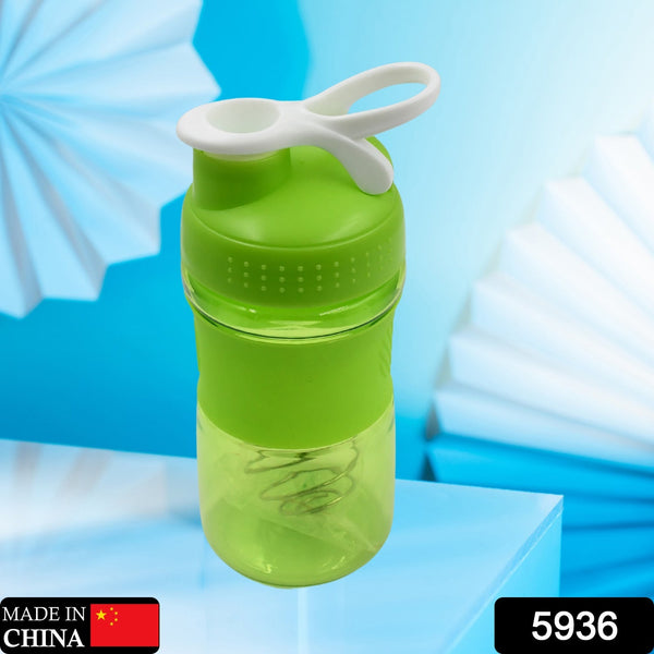 Protein shaker bottle with grip, stainless blender ball, BPA free.