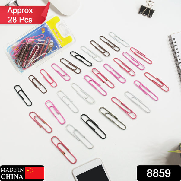 MultiPurpose Assorted Color Coated Paper Clips, Assorted Sizes, Durable & Rustproof, Colored Paper Clips for Paperwork, DIY Work, classify Documents, Bookmark, Snacks Bag Clips, Suitable for Home, School, Office (Approx 28 Pcs)