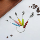 Stackable measuring cups and spoons set with silicone handle, perfect for baking and cooking.