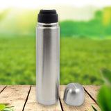 Vacuum Flask With Cover, 18/8 Stainless Steel | Hot and Cold Water Bottle with Push-Down Lid | Double Walled Stainless Steel Bottle for Travel, Home, Office, School, Picnic ( Approx 500 ML / With Cover)