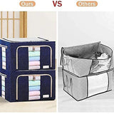 Foldable Steel Frame Clothes Living Storage Organizer Handled Bag Box for Large Size Bedding, Blankets, Women Saree, Toys &amp; Cloth Storage Box