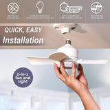 Socket Fan Light Original - Cool Light LED – Ceiling Fans with Lights and Remote Control, Replacement for Lightbulb - Bedroom, Kitchen, Living Room,1000 Lumens / 5000 Kelvins Cool LEDs (Remote Battery Not Included)