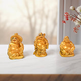 Golden Laughing Buddha Set Of Six Pieces Statue For Happiness, Wealth & Good luck Decor For Wealth and Success (6 Pcs Set)