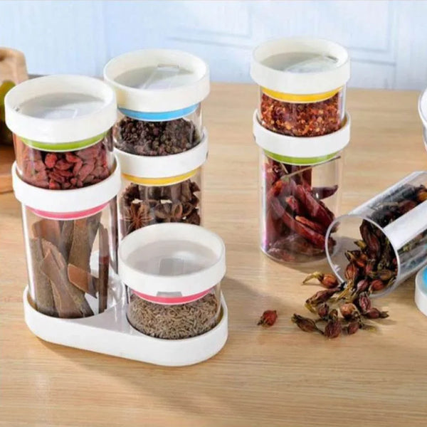 Transparent plastic masala box with airtight lids, 8-piece set for spices