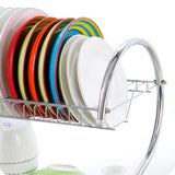 Stainless steel dish rack with 2 tiers for plates and utensils