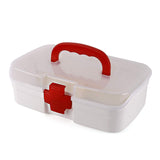 3-Compartment First Aid Box - Portable Medicine Storage with Detachable Tray & Transparent Lid