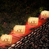 8557 Solar Ice Cube Shaped Garden Light, Ice Cube Shaped Garden Warm Light Outdoor Solar Garden Decorative Lights for Walkway Pathway Backyard Christmas Decoration Parties