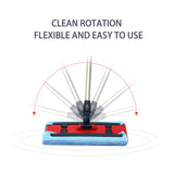 Microfiber mop for floor cleaning, flat and rotating design for ease of use.