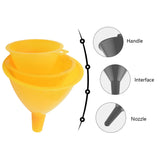 Variety of plastic funnels for kitchen and laboratory applications