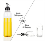 1-liter oil bottle, transparent plastic, with easy-to-use spout.