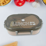 Stainless Steel & Heavy Plastic Material Lunch Box for Kids Air Tight, BPA Free, Easy to Clean, Tiffin Box for School Office College, Snack Box with Spoon and Fork (1 Pc)