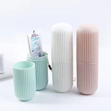 Travel Toothbrush Case & Holder w/ Rope & Brush (Portable, Capsule Shape)