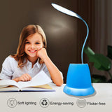 Office desk lamp with integrated pen holder