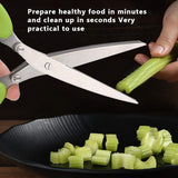 Vegetable scissor with three stainless steel blades for quick chopping