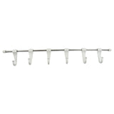 Stainless Steel Utensil Hanger Rail Nail Free Wall Mount with 2 Magic Stickers & 6 Plastic Hooks For Kitchen