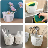 8825 Hanging Plastic Storage Basket, Adhesive Wall Mounted Organizer Box Make Up Holder Shelf Bathroom Wall Basket Punch Free Drain Basket for Kitchen Bathroom, Wall Type Storage Basket (1 Pc)