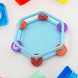 Top view of Khanjari baby toy, highlighting its bright colors and musical features.