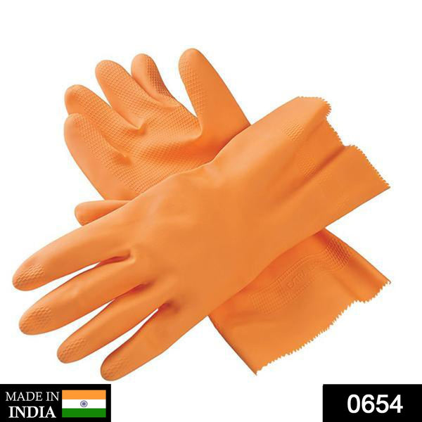 Rubber gloves in orange color