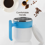 Stainless Steel Insulated Coffee/Tea Mug with Lid – Double Wall Hot Beverage Travel Cup, Milk Mug for Office & Home Use (1 Pc)