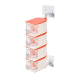 Condiment storage container, 4-layer rotary rack, wall-mounted with spoon.