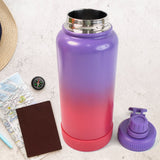 Two Tone Pink Stainless Steel Water Bottle | Copper Coated Vacuum Insulation | Powder Coated | Secure Grip | Leakproof Easy Pour Cap (1000ml)