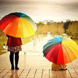 Vibrant rainbow umbrella for all-weather use