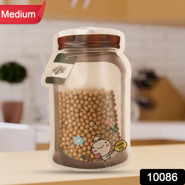 Plastic Transparent Medium Jar Shaped Pouch With Zipper (1 Pc)