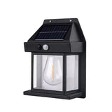 Solar Wall Lights Outdoor, Wireless Auto Chargeable Porch Lights Fixture, Solar Wall Lamp with 3 Modes & Motion Sensor, Waterproof Exterior Lighting with Panel for Front Door, Security