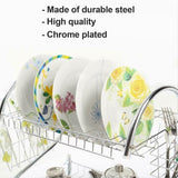 2-layer stainless steel dish rack for kitchen organization