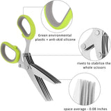 Herb Cutter Scissors 5 Blade Scissors Kitchen Multipurpose Cutting Shear with 5 Stainless Steel Blades & Safety Cover & Cleaning Comb Cilantro Scissors Sharp Shredding Shears Herb Scissors Set