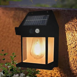 Solar Wall Lights Outdoor, Wireless Auto Chargeable Porch Lights Fixture, Solar Wall Lamp with 3 Modes & Motion Sensor, Waterproof Exterior Lighting with Panel for Front Door, Security