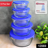 Modern Glass Bowl Set Mixing / Storage Bowls with Lids (5 Pcs Set)