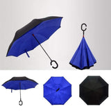 Compact and stylish reverse umbrella with windproof features.