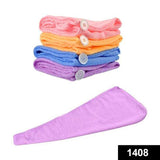 Absorbent microfiber towel for hair, quick-dry turban style.