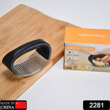 Heavy-duty stainless steel garlic presser for easy crushing.