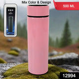 Smart Vacuum Insulated Water Bottle with LED Temperature Display, Cold & Hot | Leak Proof | Office Bottle | Gym | Home | Kitchen | Hiking | Trekking | Travel Bottle  (Mix Color & Design / 500 ML)