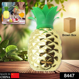 8447 Plastic Pineapple Cups With Straw Pineapple Party Favors Summer Hawaiian and Beach Party Decorations for Kids Adults With Brown Box(1 Pc)