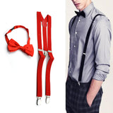 Men's suspenders with button design, elastic Y-back style, available in regular and tall sizes.