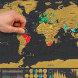 World map with scratch-off feature to track travel destinations.