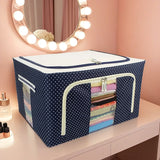 Foldable Steel Frame Clothes Living Storage Organizer Handled Bag Box for Large Size Bedding, Blankets, Women Saree, Toys &amp; Cloth Storage Box
