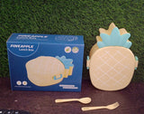 5729 Kids Lunch Box Cute Pineapple Shaped Bento Box with Fork Spoon Snack Candy Container Microwave Portable Office Lunch Box (1 Pc / With Spoon, Fork & Color Box)