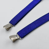 Fashionable royal blue suspenders for men and women.