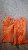 Multipurpose Rubber Reusable Cleaning Gloves, Reusable Rubber Hand Gloves I Latex Safety Gloves I for Washing I Cleaning Kitchen I Gardening I Sanitation I Wet and Dry Use Orange Gloves (1 Pair 40 Gm)