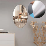 Oval-shaped mirror sticker for easy dressing.