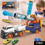 Truck Toys for Kids, Large Truck Toys Include 2 Racing Cars+4 Ball, with Light & Sounds, Eejection & Shooting Transport Cars Toy, Gifts for Boys Girls (Battery Not Included)