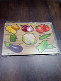 Wooden Vegetable Puzzle Learning Educational Board (1 Set / 28×20 Cm)