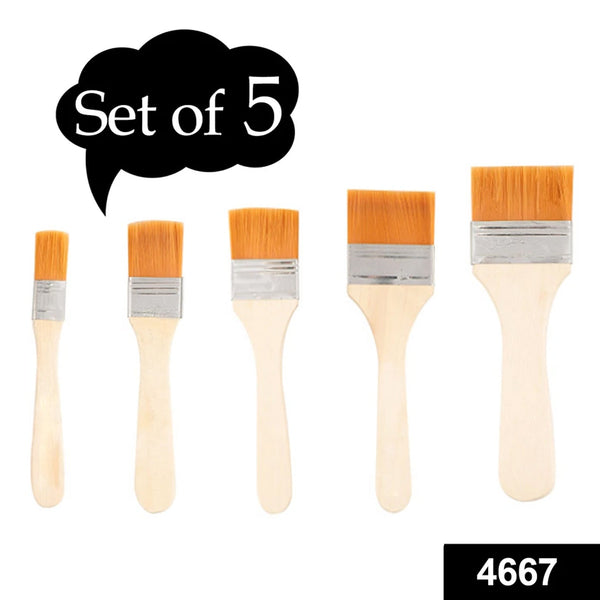 Flat painting brush set, 5 brushes for artistic use